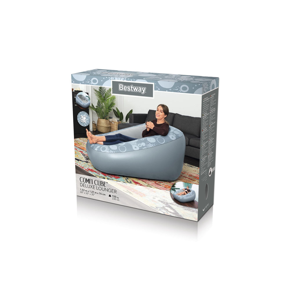 Sillón Hinchable 152X127X76CM Gris COMFI CUBE 75096 BESTWAY