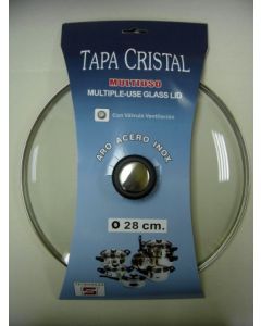 Tapa bateria cocina valvula ventilacion 28cm aro inox-cristal tecnhogar