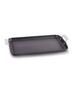 Plancha asar cocina bandeja inclinable lisa con asas 34x25cm aluminio fundido valira 4674/25