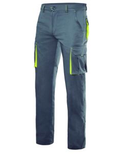 Pantalon trabajo multibolsillo con elastico 240gr t40 gris/amarillo velilla