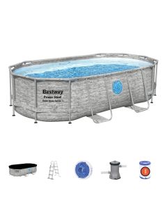 Piscina pared pvc depuradora cartucho oval estructura metal 427x250x100 poliester/pvc imitacion ratan power steel vista bestway         125219