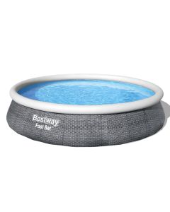 Piscina pared pvc depuradora cartucho circular 7340lt 396x86cm poliester/pvc gris bestway         129257