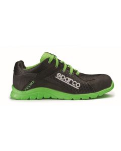 Zapato seguridad s1p suela pu md src t47 malla transpirable negra/verde practice sparco