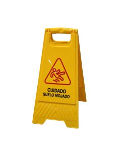 Cartel señalizacion peligro suelo mojado 61x30cm amarillo nivel