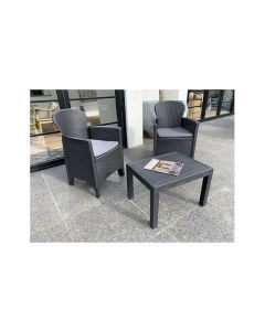 Sillon ratan resina 2 u + mesita antracita