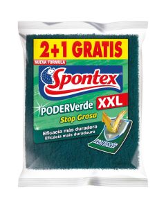 Estropajo fibra verde (2+1 uds) spontex xxl