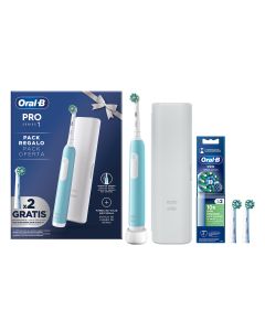 Cepillo dental pro1 + funda + 2 cabezales turquesa oral-b