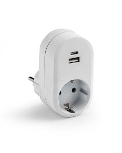 Adaptador frontal 1 toma 2 usb a+c blanco 16a 250v famatel