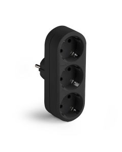 Adaptador frontal 3 tomas negro 16a 250v famatel