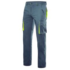 Pantalon trabajo multibolsillo con elastico 240gr t50 gris/amarillo velilla