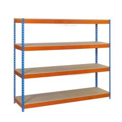 Estanteria ordenacion 4 baldas sin tornillos 2000x1500x600mm azul/naranja/madera simonrack 458100045201568