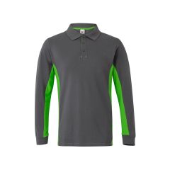 Polo manga larga algodon / poliest 180 gr gris / verde lima talla 3xl