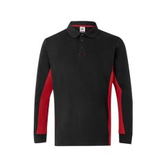 Polo manga larga algodon / poliest 180 gr negro / rojo talla xl