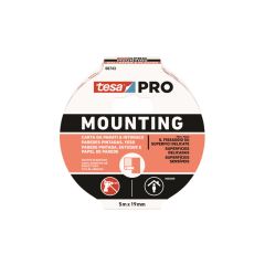 Cinta doble cara mounting pro estucos/papel/pared 5 m x 19 mm permanente tesa tape