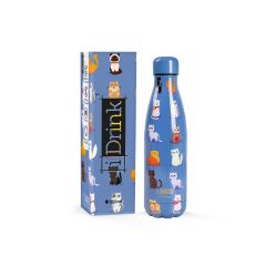 Botella inox termo 7 x 7 x 26,5cm 500 ml- blue cats itotal