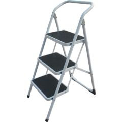 Escalera domestica barandilla baja 3 peldaños 38x26cm 0,73mt acero blanco cody