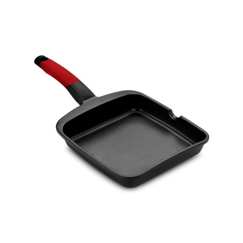 ⇒ Comprar Grill cocina plancha liso con mango 28cm aluminio fundido  negro/rojo bra a411328 ▷ Más de 200 tiendas ✔️