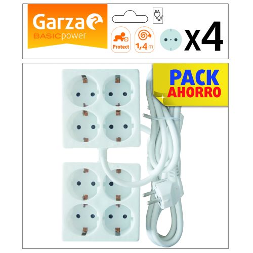 Garza - Pack de 2 Bases múltiples con 3 enchufes, Cable de 1.4